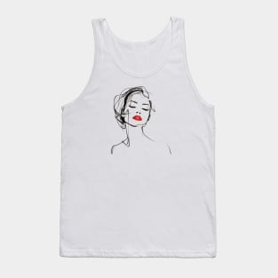 Woman With Red Lipstick Tank Top